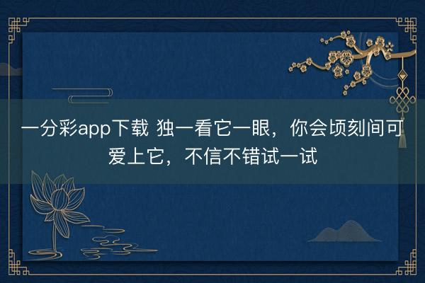 一分彩app下载 独一看它一眼，你会顷刻间可爱上它，不信不错试一试