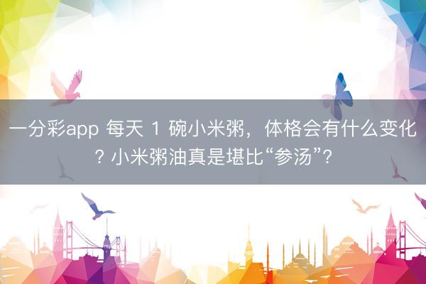 一分彩app 每天 1 碗小米粥,体格会有什么变化? 小米粥油真是堪比“参汤”?