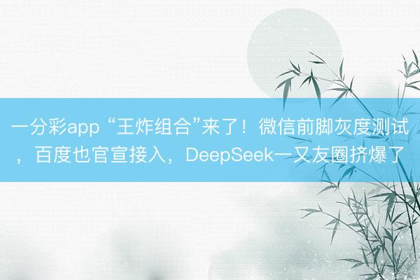 一分彩app “王炸组合”来了!微信前脚灰度测试,百度也官宣接入,DeepSeek一又友圈挤爆了